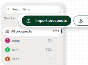 Prospects list interface